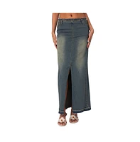 Edikted Women's Lexy Washed Denim Maxi Skirt