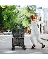 Sugift 4-in-1 Double Pet Stroller with Detachable Carrier and Travel Carriage-Black