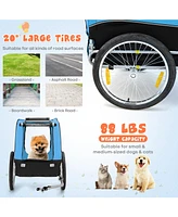 Sugift Dog Bike Trailer Foldable Pet Cart with 3 Entrances for Travel-Blue