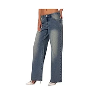 Edikted Women's Magda Low Rise Acid Wash Jeans