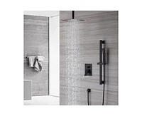 Casainc 10" 2 Function Ceiling Mount Shower System With Sliding Rod Shower Hand