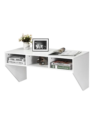 Costway Wall Mounted Floating Computer Table Desk Home Office Furni Storage Shelf