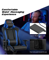 Costway Massage Gaming Chair Reclining Racing w/Lumbar Support