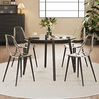 Round Glass Table Set with Minimalist Chairs