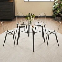 Round Glass Table Set with Minimalist Chairs