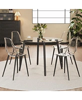 Streamdale Furniture Round Glass Table Set with Minimalist Chairs