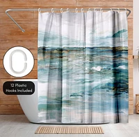 71x74 Abstract Shower Curtain - Midnight Clear by Pi Creative Art