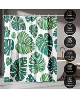 71x74 Botanical Shower Curtain - Tropical Leaves by Elena O'Neill