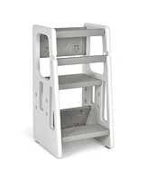 Costway Toddler Kitchen Step Stool with Double Safety Rails Learning Stool