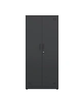 High Storage Cabinet With 2 Doors And 4 Partitions To Separate 5 Storage Spaces, Home/ Office Design