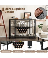 Sugift Industrial Wine Rack Bar Cabinet with Storage Shelves
