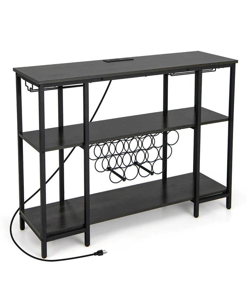 Sugift Industrial Wine Rack Bar Cabinet with Storage Shelves