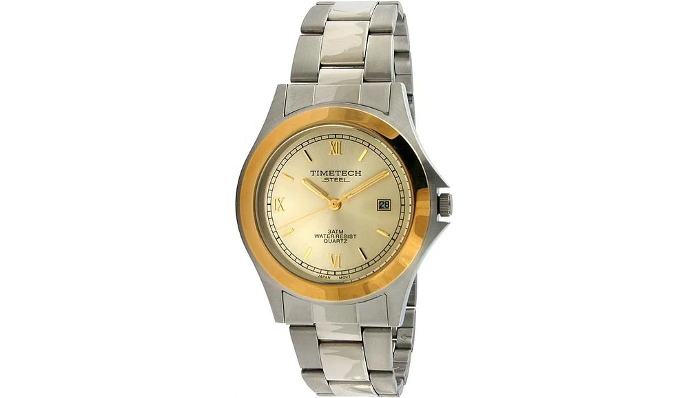 Timetech Men's Stainless Steel Round Two-Tone Bracelet Watch