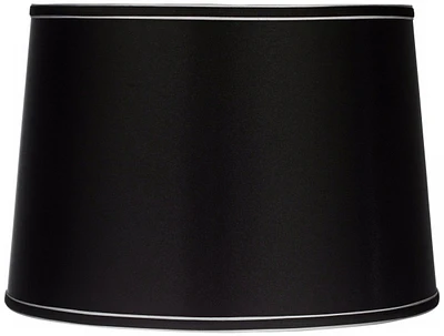 Springcrest Sydnee Collection Satin Black Medium Drum Lamp Shade 14" Top x 16" Bottom x 11" Slant x 11" High (Spider) Replacement with Harp and Finial