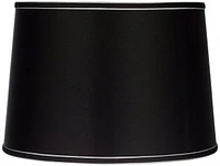 Springcrest Sydnee Collection Satin Black Medium Drum Lamp Shade 14" Top x 16" Bottom x 11" Slant x 11" High (Spider) Replacement with Harp and Finial