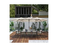 Casainc Outdoor Double-Sided Rectangular Market Umbrella With Base Patio
