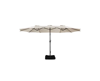 Casainc Outdoor Double-Sided Rectangular Market Umbrella With Base Patio