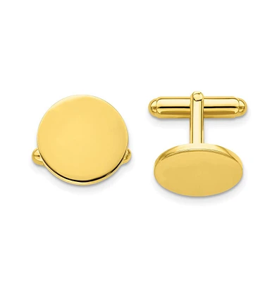 Diamond2Deal Kelly Waters Gold-plated Polished Round Engravable Cuff Links