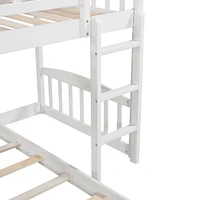 Stairway Twin over Twin Bunk Bed with Two Drawers and Slide
