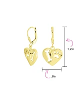 Bling Jewelry I Love My Dog Heart Shape Cut Out Puppy Pet Bone Animal Lover Paw Print Drop Dangle Lever back Earrings Gold Plated Sterling Silver