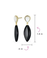 Bling Jewelry Unique Linear Natural Rhombus Shape Tear Drop Multi- Party Dangling Earrings in Gold Plated