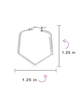 Bling Jewelry Geometric Flat Hexagon Hoop Earrings Gold Plated Sterling Silver 1.25 Inch