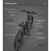 Simplie Fun 26 500W Electric Bike Fat Tire P7 36V 12.5Ah Removable Lithium Battery For Adults