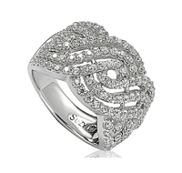 Suzy Levian Sterling Silver Cubic Zirconia Wave Ring