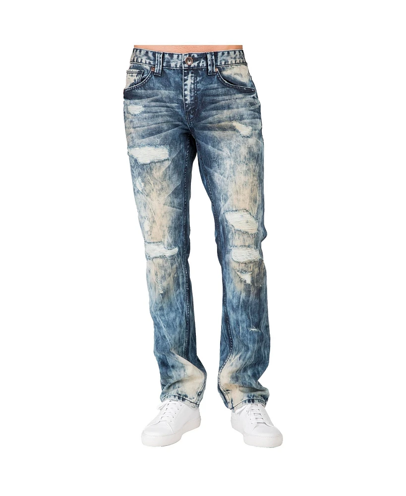 Level 7 Men's Artisan Crafted Vintage Wash Slim Straight Premium Jeans