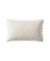 Linen Classique Embroidered Medallion Reversible Decorative Pillow Natural