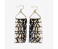 Ink + Alloy Patricia Mixed Luxe Bead Gradient Fringe Earrings Black/white