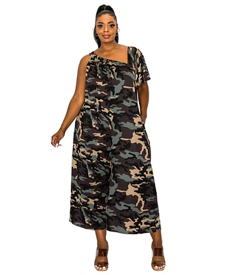 L I V D Plus Kahtia Wide-Legged Pocket Jumpsuit