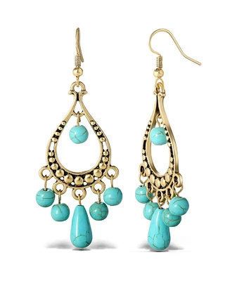 Jessica Simpson Women's Turquoise Bead Chandelier Earrings