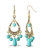 Jessica Simpson Women's Turquoise Bead Chandelier Earrings