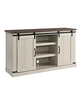 Streamdale Furniture Transitional Tv Stand with Sliding Doors, Light Gray