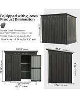 Metal Frame Garden Shed, Lockable Door, 5.45x3.69FT, Black
