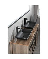 Streamdale Furniture Black Matte Rectangular Vessel Sink with Faucet and Drain