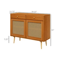 Boho Storage Cabinet with Rattan Doors