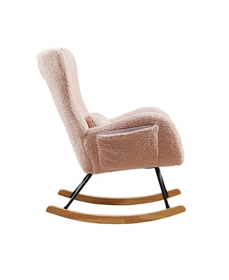 Simplie Fun Rocking Chair Nursery, Modern Rocking Chair With High Backrest