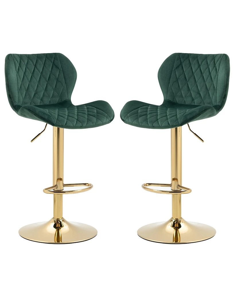 Simplie Fun Modern Green Swivel Bar Stools - Set of 2