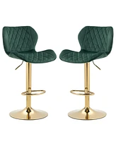 Simplie Fun Modern Green Swivel Bar Stools - Set of 2