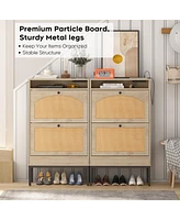 Streamdale Furniture Shoe Storage Cabinet With Rattan Flip Doors