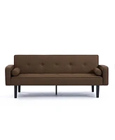 Streamdale Furniture Modern Linen Futon Sofa Bed with Armrests