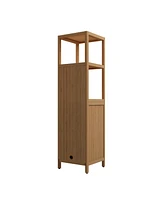 Simplie Fun Large Capacity Multifunctional Bamboo Storage Cabinet Furniture For Bathroom And Living Room