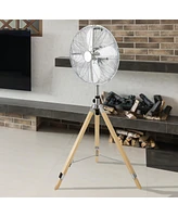 Streamdale Furniture Simple Deluxe Retro Tripod Fan, Home Air Circulation Nostalgic Vertical Fan, 3 Speeds, Adjust