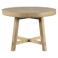 Oak Wood Farmhouse Dining Table with Extendable Leaf