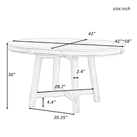 Streamdale Furniture Farmhouse Round Extendable Dining Table With 16 Leaf Wood Kitchen Table