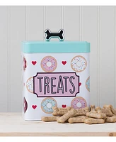 Amici Pet Barkers Dozen Metal Treats Canister with Push Top Lid, 96 oz.