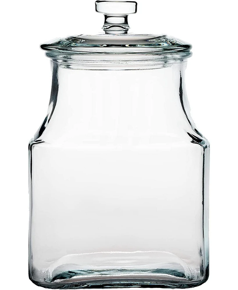 Amici Home Carlisle Glass Canister Square Jar, Food Safe, Airtight Lid with Handle and Plastic Gasket, For Kitchen & Pantry, Ounces