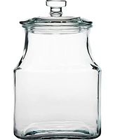 Amici Home Carlisle Glass Canister Square Jar, Food Safe, Airtight Lid with Handle and Plastic Gasket, For Kitchen & Pantry, Ounces